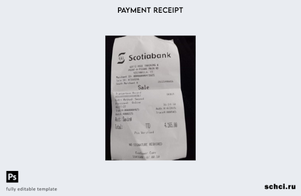 цифровая загрузка шаблона квитанции об оплате Canada Scotiabank